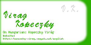 virag kopeczky business card